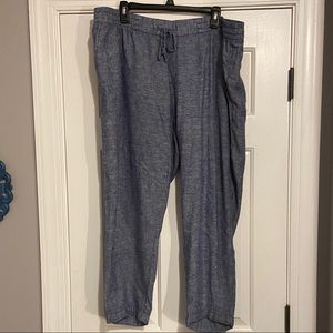 Chambray linen cropped pants